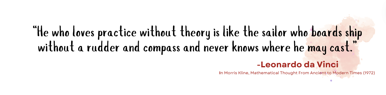 Quote by -Leonardo da Vinci (In In Morris Kline, Mathematical Thought From Ancient to Modern Times, 1972) "“He who loves practice without theory is like the sailor who boards ship without a rudder and compass and never knows where he may cast.”